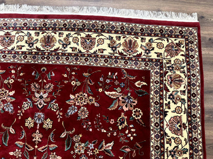 Indo Persian Rug 8x10, Red and Cream, Floral, Pande Cameron