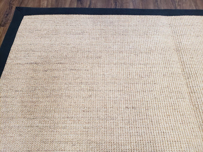 Jute Rug 8x10 Natural Fiber Area Rug With Black Border Farmhouse Style