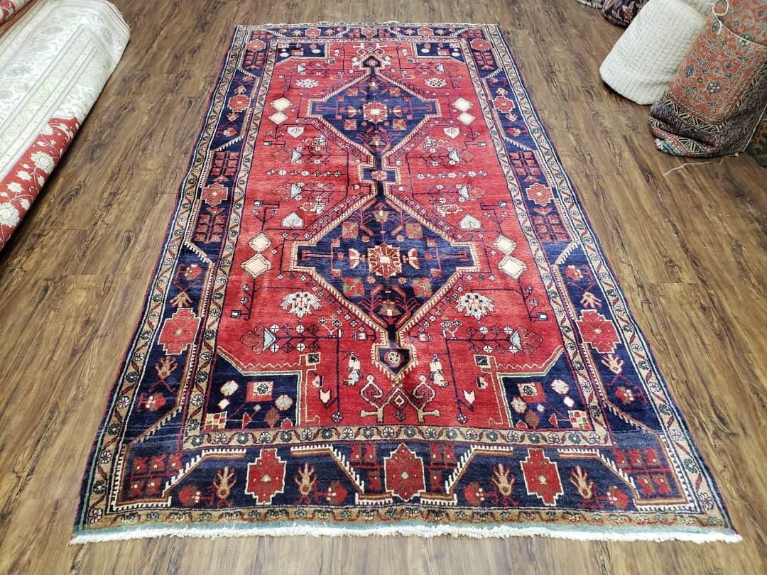 Antique Persian Rug Hand Knotted Zanjan Nahavand Heriz Wool 5x9 Handcrafted