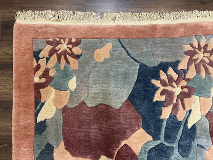 Modern Tibetan Rug Hand Knotted Wool Carpet 6x8 Multicolor Floral Abstract Pattern