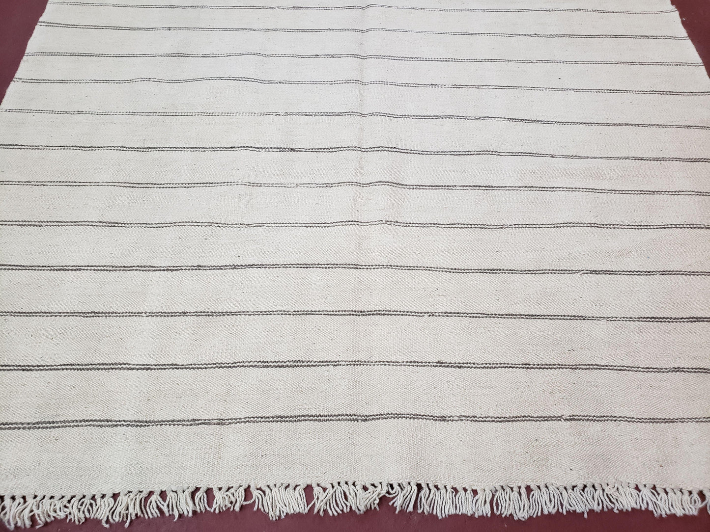 Turkish Kilim Rug Hand Knotted Striped Wool Area Rug 5x8 Southwestern Style