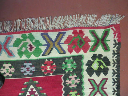 Turkish Kilim Rug 7x9 Handmade Flat Weave Wool Veg Dye Vintage Decor