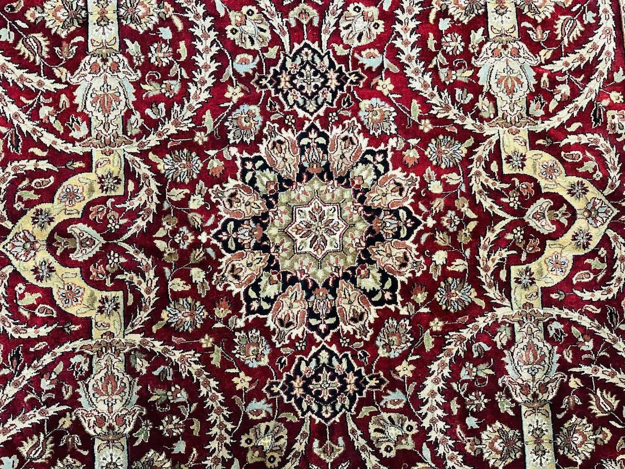 Indo Persian Rug 8x10 Red Vintage Wool Traditional Floral Handmade Carpet