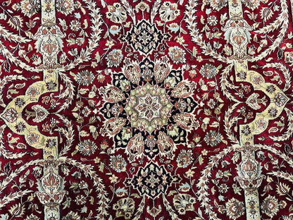 Indo Persian Rug 8x10 Red Vintage Wool Traditional Floral Handmade Carpet