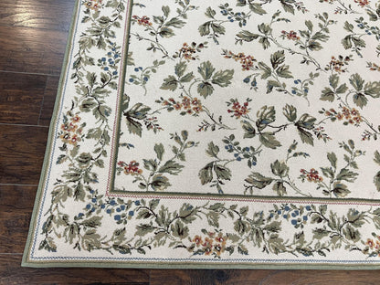Vintage Stark Carpet 7x10, Ivory and Green, European Aubusson Design, Allover Pattern, Stark Rug