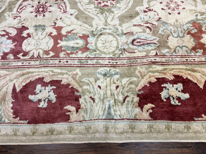 Large Egyptian Oushak Rug 12x21, Wool Handmade Vintage Carpet, Allover Pattern, Oversized 12 x 21 ft Traditional Rug