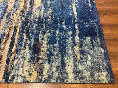 Modern Abstract Blue Area Rug 8 By 11 Feet Power Loomed Polypropylene Turkish
