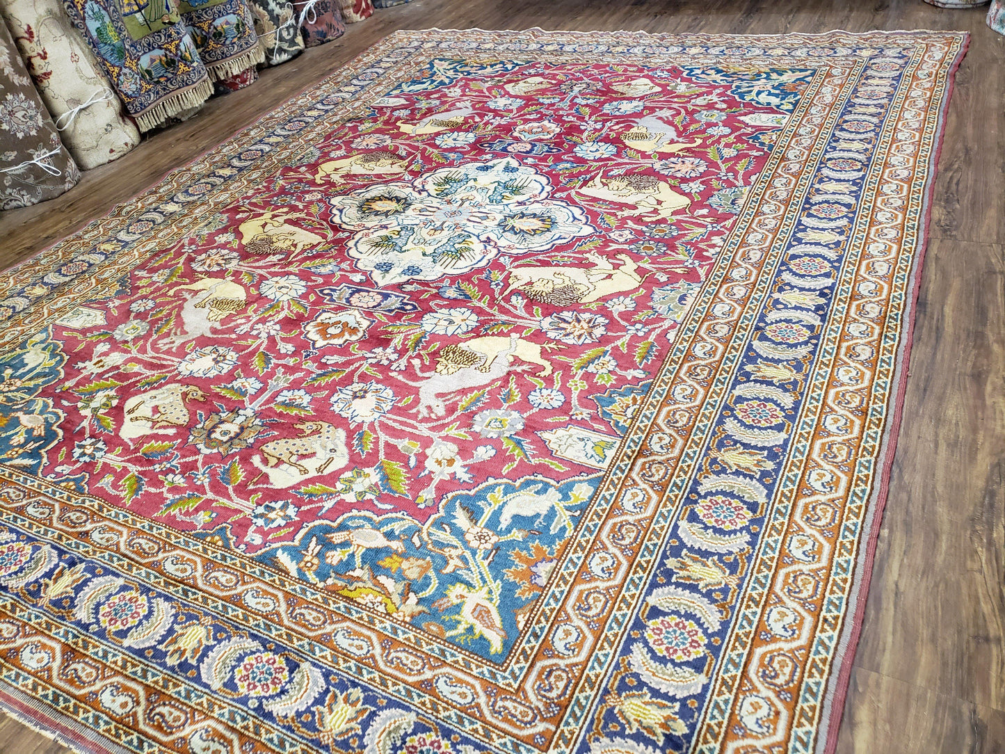 Turkish Sivas Area Rug Hand Knotted 8x11 Vintage Red Wool Oriental Carpet