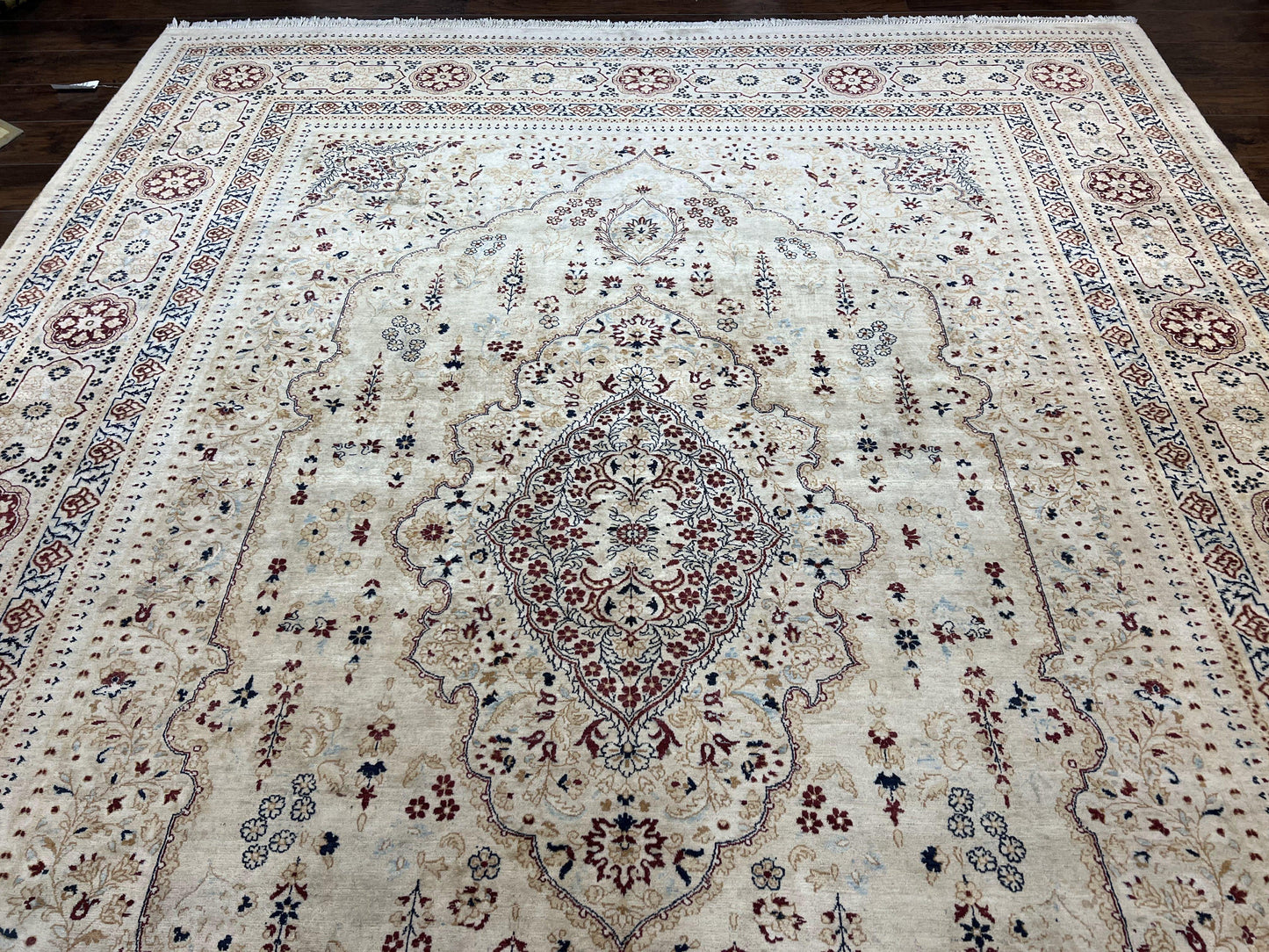 Persian Rug 9x11 Hand Knotted Wool Oriental Carpet Haji Jalili Ivory Cream