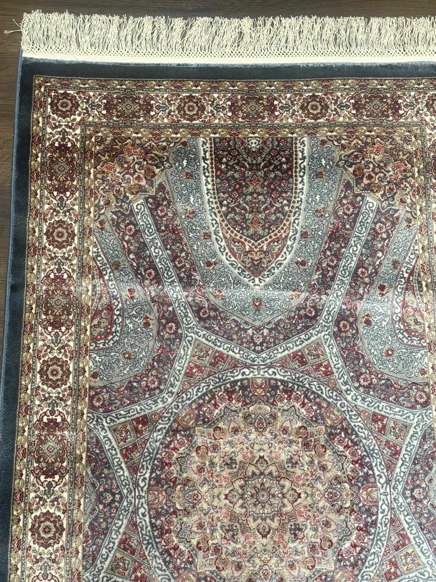 Turkish Silk Runner Rug 2.6 x 10, Light Blue Carpet, Bamboo Silk, New