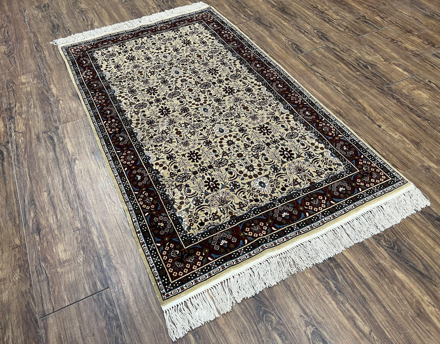 Sino Persian Silk Rug 3x5 Handmade Vintage Silk Carpet With Allover Motif