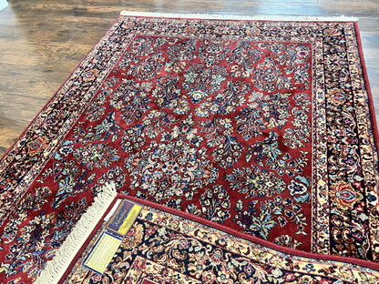 Karastan Rug 5.9 x 9 Red Sarouk #785, Wool Karastan Carpet, Original 700 Series, Vintage Karastan Oriental Rug Discontinued
