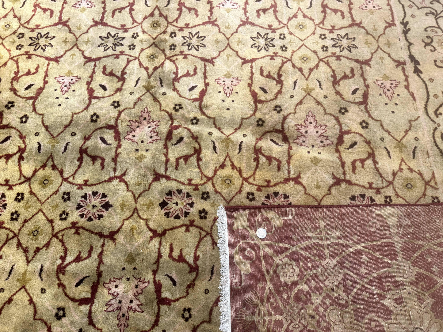 Pak Persian Rug 8x10 Allover Pattern Gold Tan Handmade Wool 200 KPSI