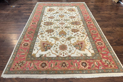 Flatweave Soumak Rug 6x9 Wool Handmade Floral Ivory Nourison