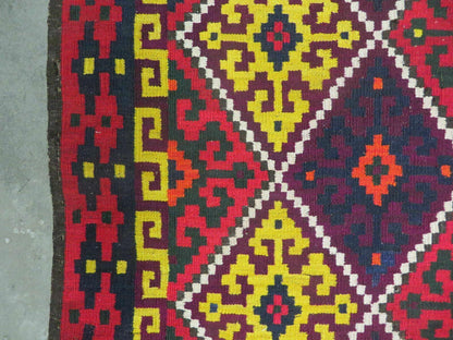 Antique Turkish Kilim Flat Weave Wool Rug 6 X 13 Veg Dye Handmade Vintage
