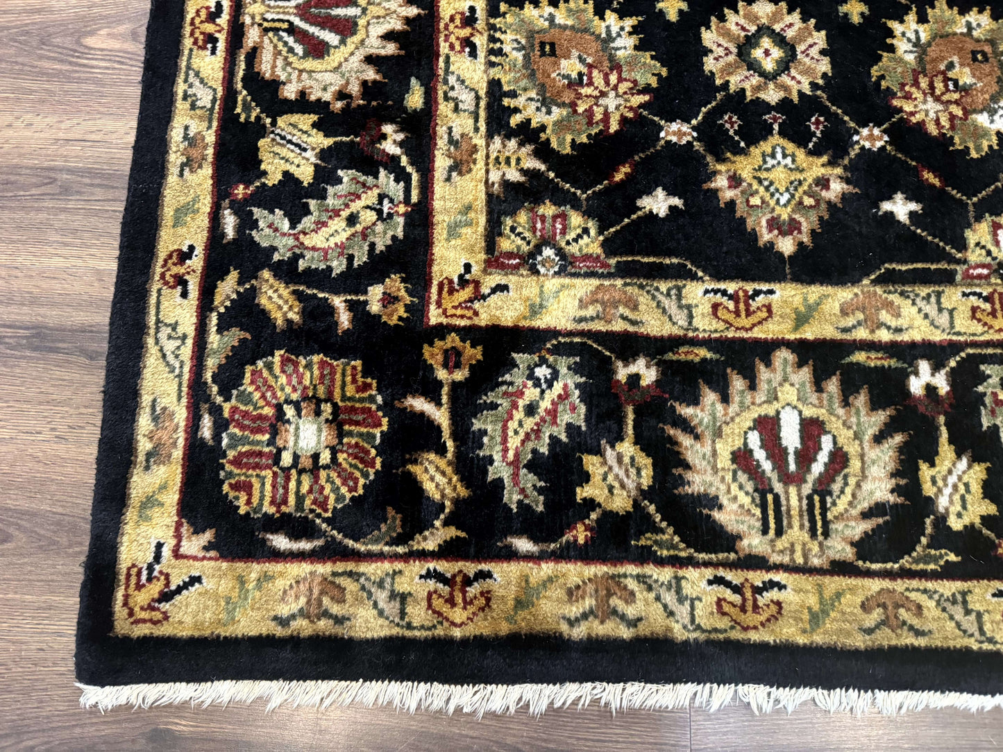Indo Persian Mahal Rug 8x10 Hand Knotted Wool Oriental Carpet Black and Gold