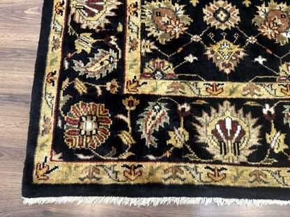 Indo Persian Mahal Rug 8x10 Hand Knotted Wool Oriental Carpet Black and Gold