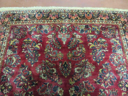 Persian Sarouk Rug 4x6, Red, Floral, Antique