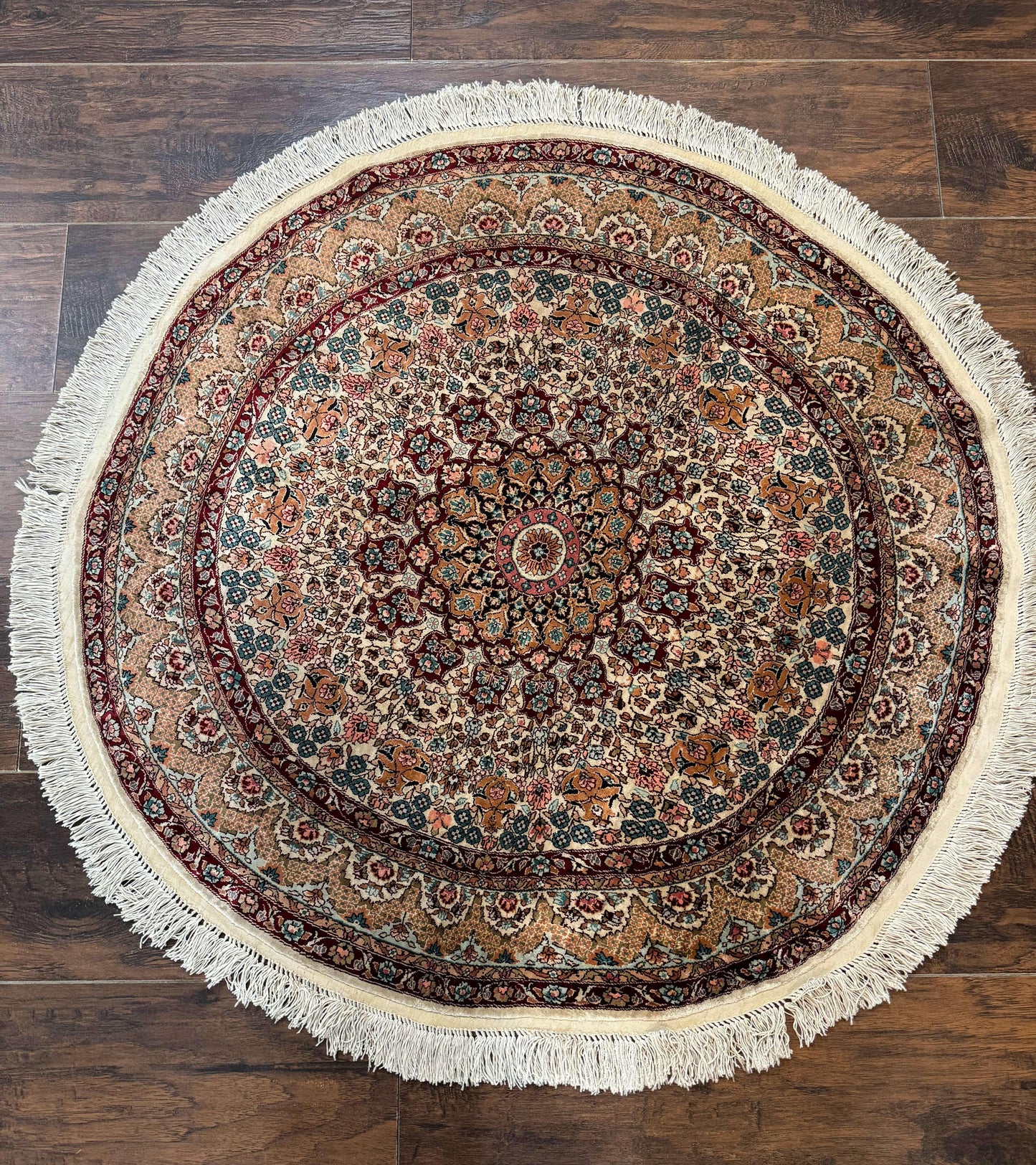 Round Silk Rug 3x3 Handmade Sino Persian Silk On Silk Carpet