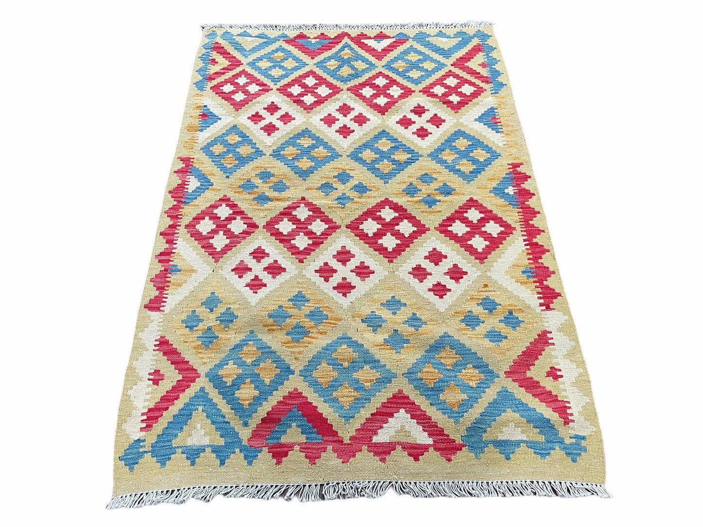 Kilim Rug 3x5 Multicolor Tribal Turkish Anatolian Wool Flatweave Area Rug