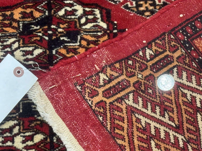 Bokhara Rug 9x12 Handmade Wool Turkoman Area Rug Red Tribal Carpet