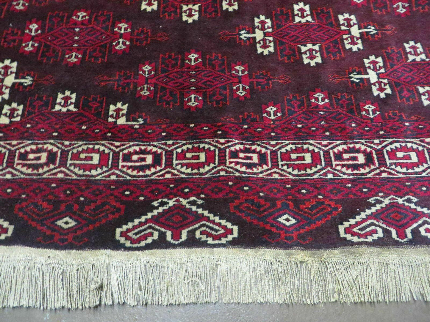Yamud Turkoman Wool Rug Antique 7x10 Hand Knotted Full Pile