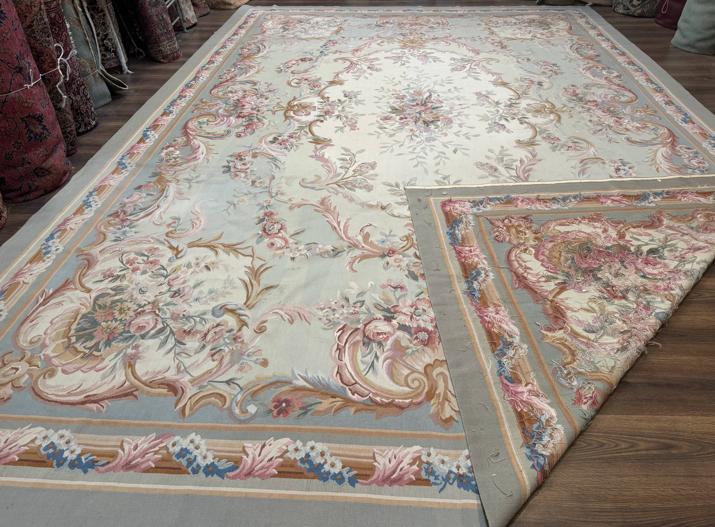 Aubusson Rug Palace Size 11x16 Hand Knotted Wool Carpet For Luxury Living