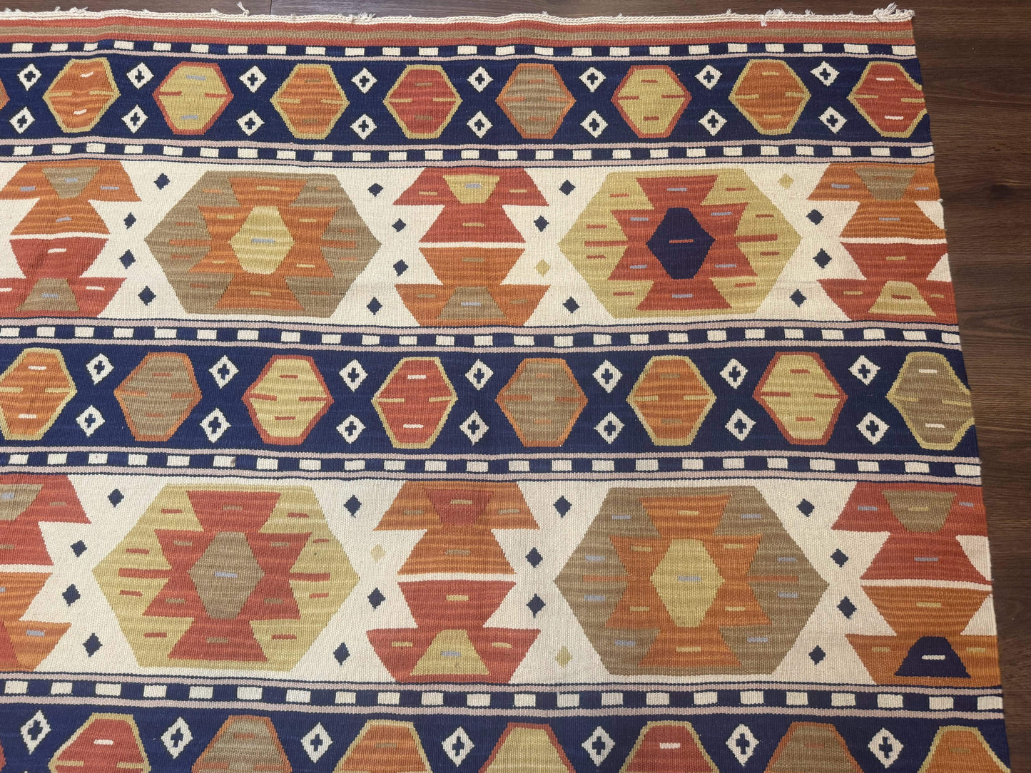 Turkish Kilim Rug 8x11 Handmade Wool Vintage Nourison Area Rug for Living Room