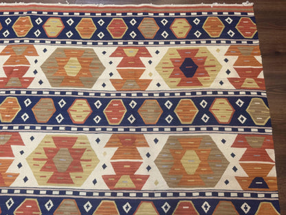 Turkish Kilim Rug 8x11 Handmade Wool Vintage Nourison Area Rug for Living Room