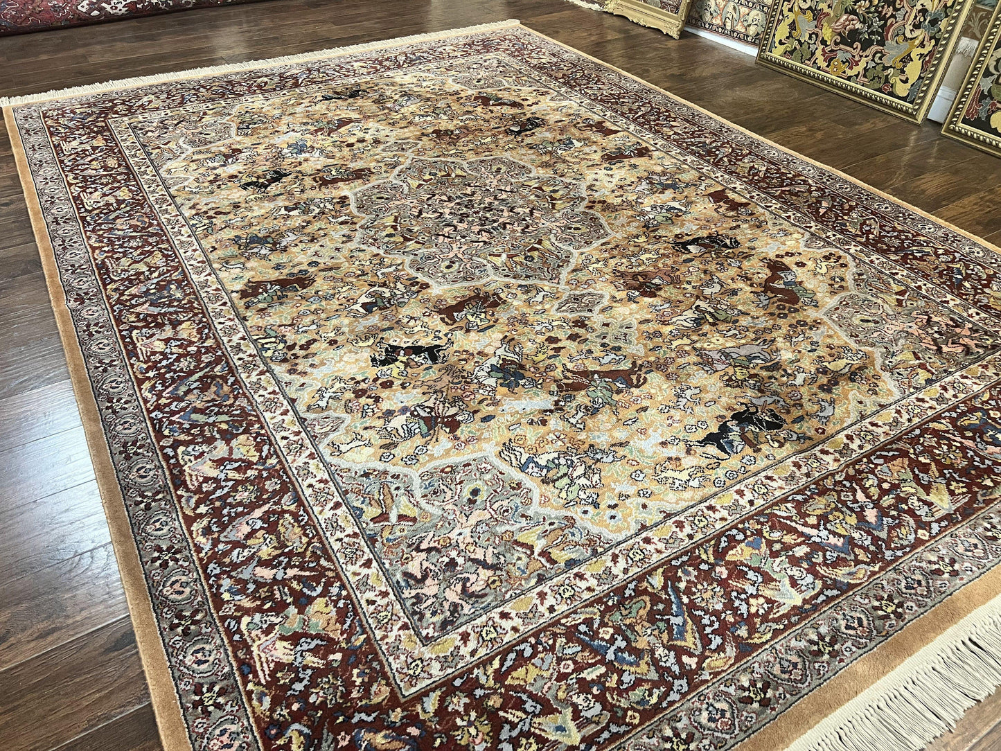 Karastan Rug 8.8 x 12 Persian Hunting Rug #723, Wool Pile