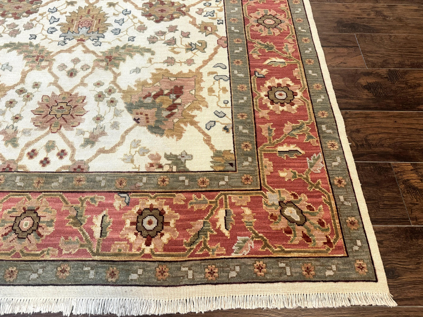 Flatweave Soumak Rug 6x9 Wool Handmade Floral Ivory Nourison
