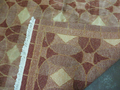 Hand Knotted Wool Rug Tibetan Nepal Art Deco Chinese Vintage 5x7 Decor