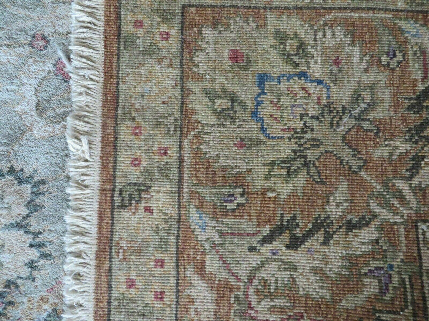Vintage Handmade Jaipur Floral Oriental Rug Tea Washed 8 By 10 Ft