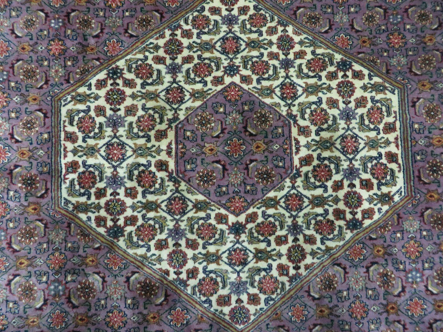 Hand Knotted Wool Rug Vintage Indian 8x10 Medallion Harati Pattern