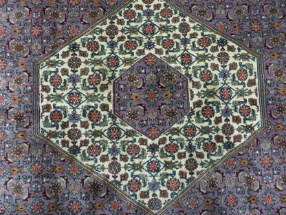 Hand Knotted Wool Rug Vintage Indian 8x10 Medallion Harati Pattern