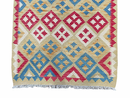 Kilim Rug 3x5 Multicolor Tribal Turkish Anatolian Wool Flatweave Area Rug