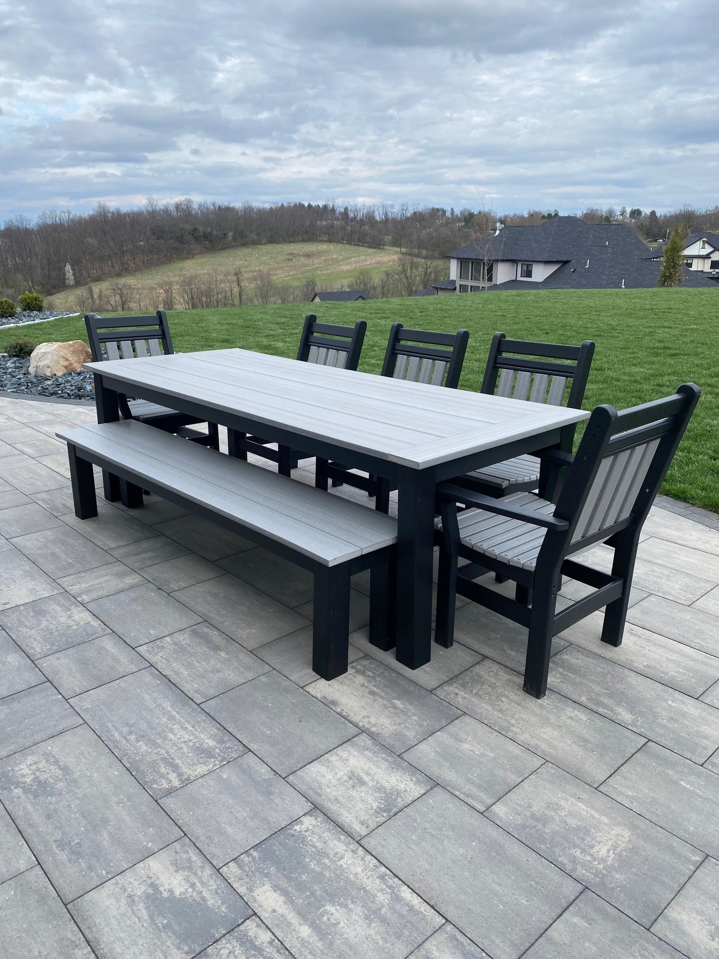 Post Leg Outdoor Dining Table Custom Made For Patio Durability And Weather Resistance