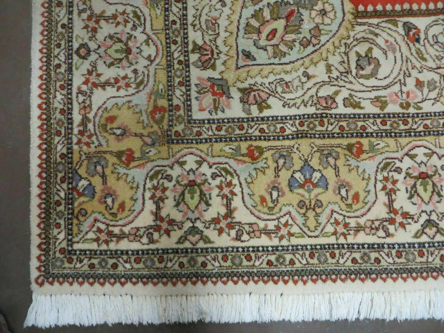 Vintage Persian Tabriz Rug 9x12 Hand Knotted Wool Floral Medallion