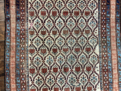 Antique Caucasian Rug 4x6 Hand Knotted Wool Shirvan Carpet