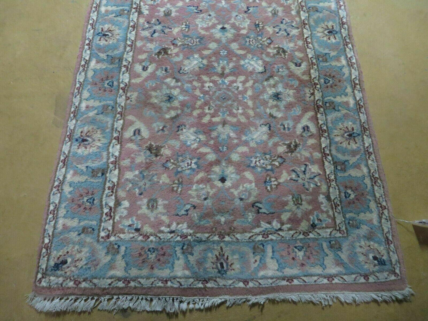 2' 8" X 12' Vintage Handmade India Floral Wool Runner Rug Nice