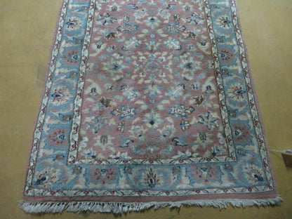 2' 8" X 12' Vintage Handmade India Floral Wool Runner Rug Nice