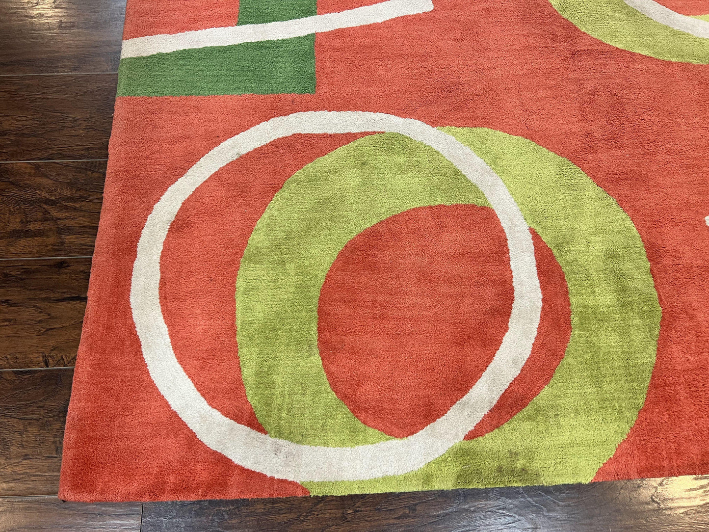 Abstract Rug 6x9 Modern Contemporary Area Rug Red Orange Green