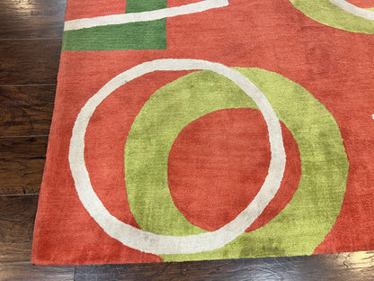Abstract Rug 6x9 Modern Contemporary Area Rug Red Orange Green