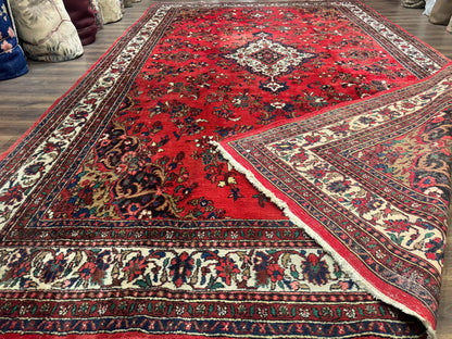 Persian Bibikabad Rug 11x18 Palace Size Red Wool Handmade Large Carpet With Floral Medallion