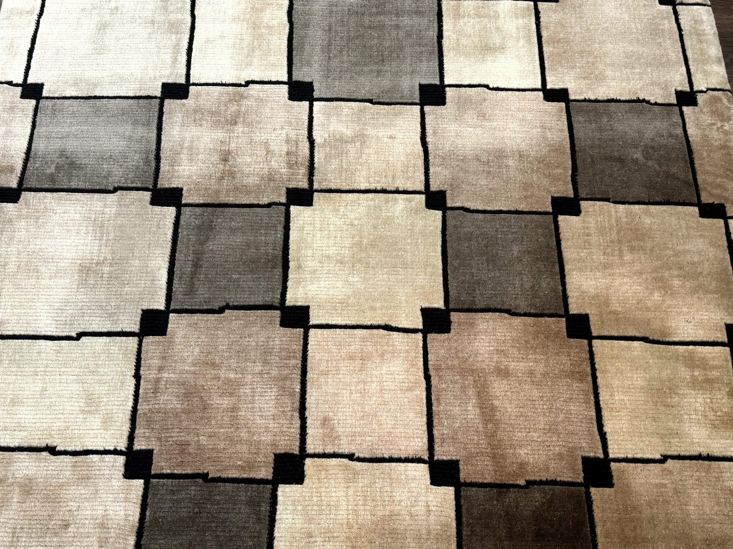 Tibetan Wool Rug 5x8 Hand Knotted Contemporary Abstract Design Soft Thick Pile