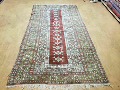 Antique Turkish Oushak Wool Rug Handmade 4 By 8 Feet 49 By 91 Inches