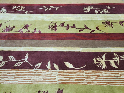 Tibetan Wool Rug Hand Knotted 8x11 Floral Design Modern Contemporary Decor