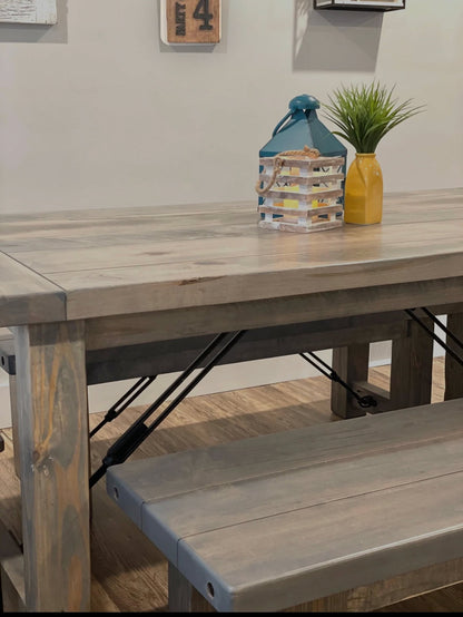 Turnbuckle Dining Table With Connected Post Legs In Solid Wood