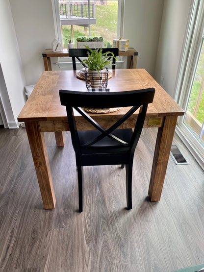 Square Farmhouse Dining Table With Post Legs Handcrafted Solid Hardwood