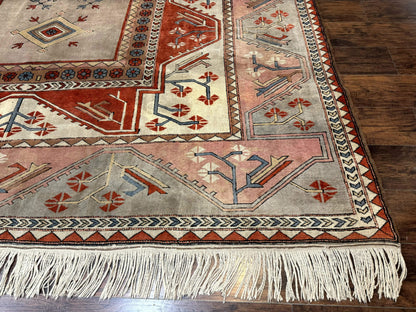 Turkish Milas Rug 10x13 Hand Knotted Wool Vintage Gray Area Rug